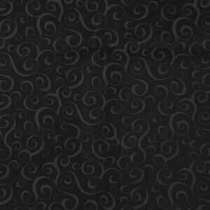 Black on Black Swirl Blender Cotton Fabric - 1/2 Yard - Halloween, Basic
